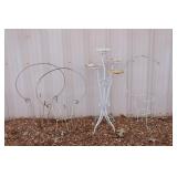 Plant Stand & 3 Vintage Funeral Baskets