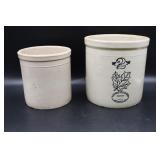 Monmouth Western Stoneware #2 & Unmarked Crock