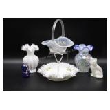 Fenton Vases, Basket, Cat Figurines