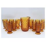 Whitehall  Amber Pitcher & 12 Glasses