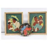 Vintage Artwork & Painted Bowl