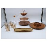 MCM Gold Accent Serving Party Wares