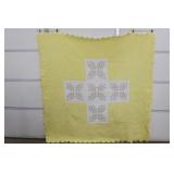 Handmade Quilt Yellow with Embroidered Panels