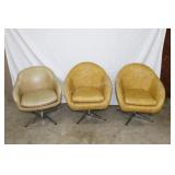3 Retro Hurst Line Chrome Base Swivel Chairs