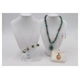14K Earrings,Sterling Jewelry & Turquoise Necklace