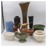 Various Pottery & Goofus Glass Vases