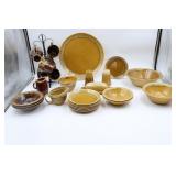 Stoneware bowls plates and cups