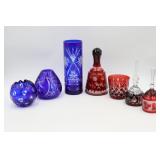 Cut to Clear Red & Blue Glassware