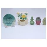 Assorted Pottery -  Wall Pocket, Vases, Plate