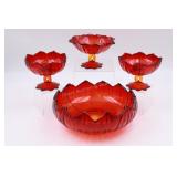 Westmoreland Amberina Glass Lotus Set