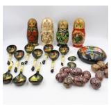 Russian Nesting Dolls, Spoons, Pins, Eggs