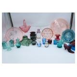 Assorted Colored Glassware plates toothpick