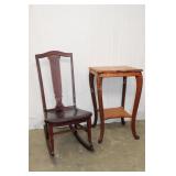 Antique Rocker & Side Table