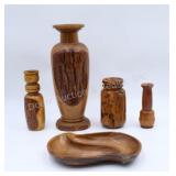 Wood Vases & Divided Dish