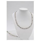 14K Yellow & White Gold Necklace & Bracelet Set