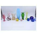 Assorted Art Glass Vases Candle Holders