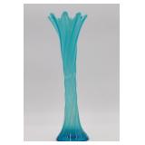 Aqua Opalescent Stretch Swung Vase 14.25"H