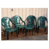 Forest Green Plastic Chairs & Side Table