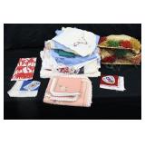 Vintage Linens Tablecloths & Straw Decor