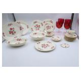 Homer Laughlin Apple Blossom Dishes & 4 Goblets