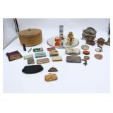 Vintage Dresser Mirror, Jewelry Boxes, Compacts,