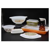Pyrex Green & Gold Dishes