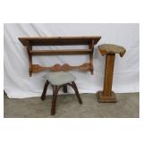 Bent Wood Twig Stool, Plant Stand, Wall Shelf