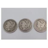 1882 1883 1884 - O Morgan Silver Dollars
