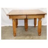 Antique Square 5-Leg Oak Table & 2 Leaves