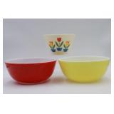 Fire King Tulip on Ivory & Pyrex Mixing Bowls