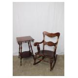 Antique Rocker & Side Table