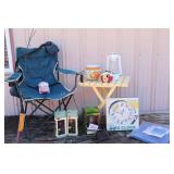 Bag Chair, Folding Table, Marshmallow Forks, Decor