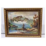 Mountain and Lake Transfer on Canvas