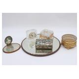 Old Dresser Boxes Clock & Round Tray