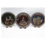 3 Fenton Carnival Glass Christmas Plates