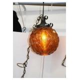 Retro Hanging Lamp Quilted Amber Shade