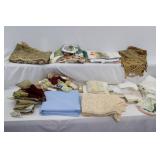 Vintage Linens, Crewel Work, Fabric
