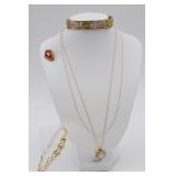 10K G Chains, Mom Heart Pendant, Costume Bracelet