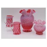 Cranberry Dot Pitchers & Hobnail Vases