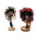 Pair of Native American Kachina Spirit Mask Dolls