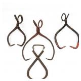 (4) Antique Ice Tongs/Hay Bale Lifters