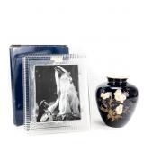 60s German Cobalt Blue Vase & Mikasa Crystal Frame