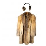 Luxurious Vintage Red Fox Fur Coat & Ear Muffs