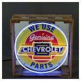 We Use Genuine Chevy Parts Neon Advertising Sign