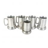 (5) Aluminum Beer Mugs