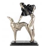 "Lady with Borzoi" Art Deco-Style Sculpture