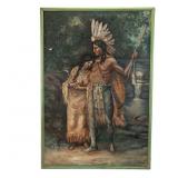 Indian Chief & Maiden Oil Painting