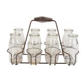 Vintage Meadow Gold Dairy Glass Bottle Caddy