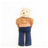 Early 24" Soldier Teddy Bear w Straw Stuffing