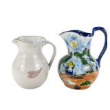 (2) Modern Decorative Stoneware/Ceramic Pitchers